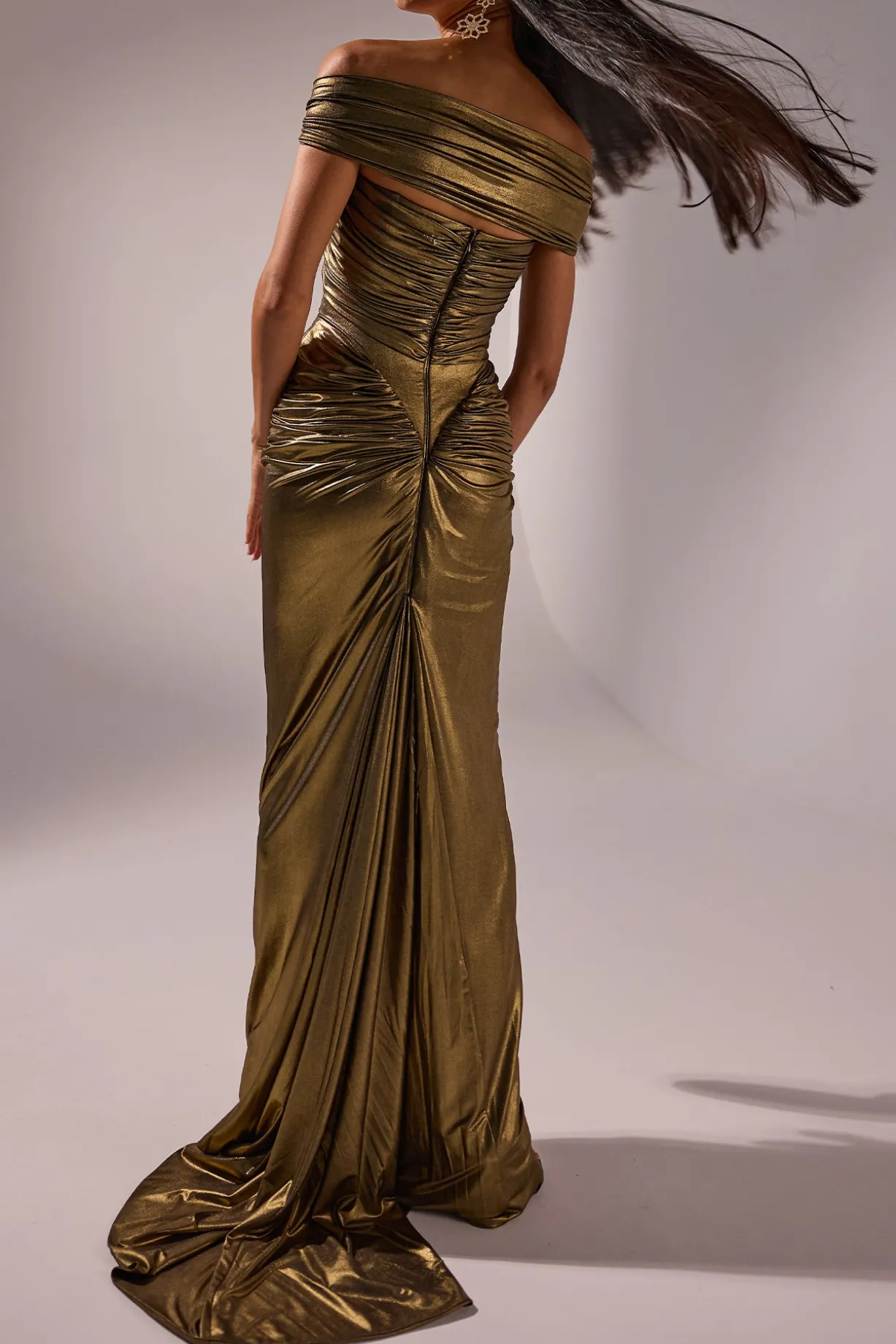 Adara Long Dress In Gold