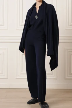Akeem Cashmere Wide-Leg Pants In Neptune