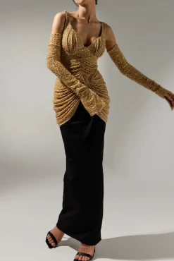 Alisa Dress In Gold-Black
