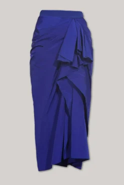 Allure Taffeta Midi Skirt In Royal-Blue