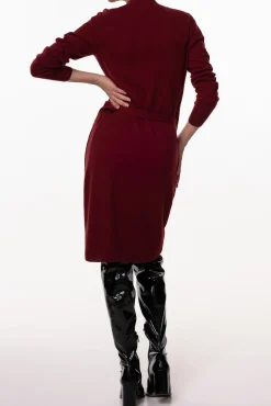 Amani V-Neck Wrap Midi Dress In Cuir De Russie