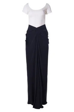 Amna Long Dress In Black-White