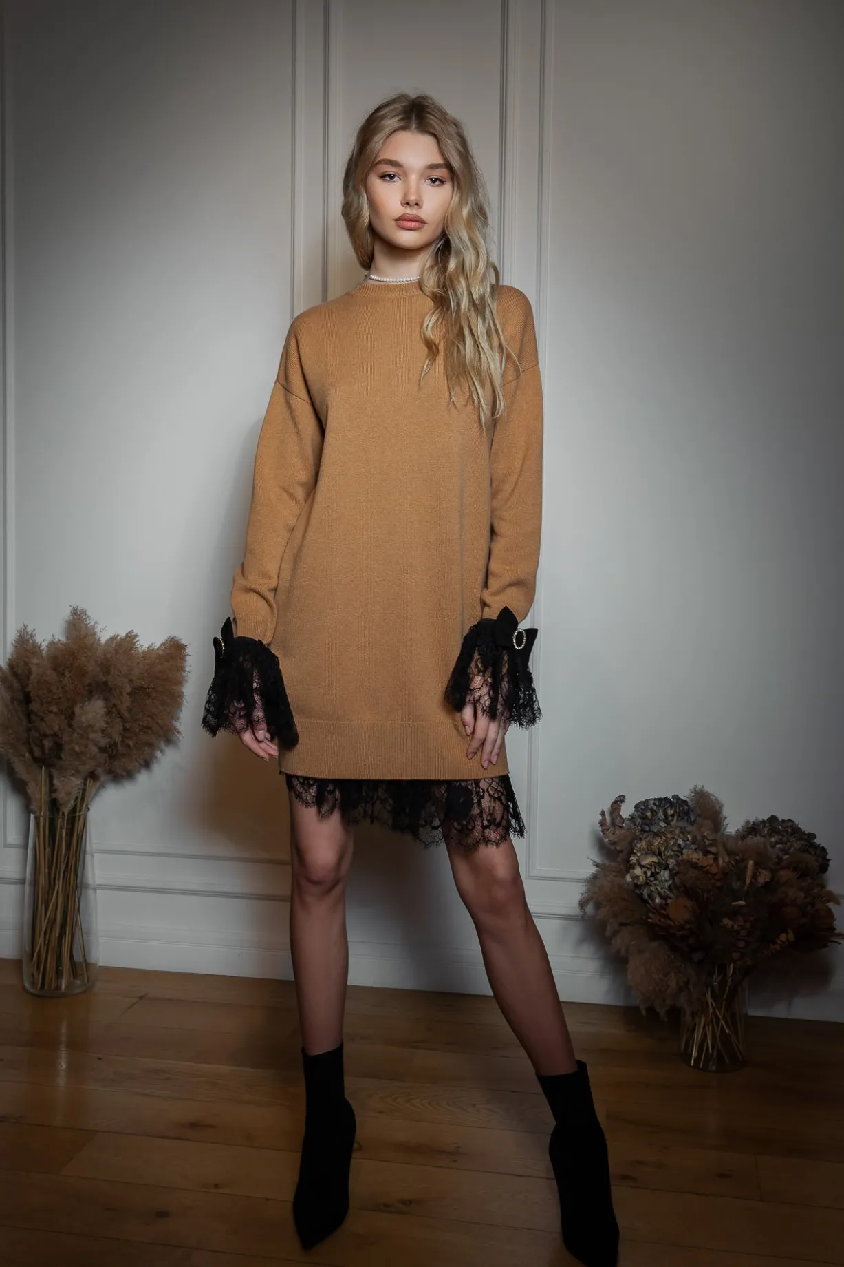 Aniel Open Back Wool and Cashmere-blend Dress