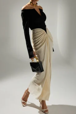 Anita Ankle Length Dress In Cream-Black