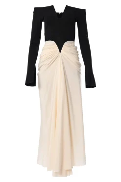 Anita Ankle Length Dress In Cream-Black