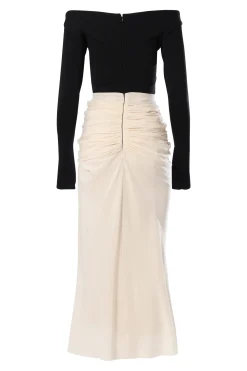 Anita Ankle Length Dress In Cream-Black