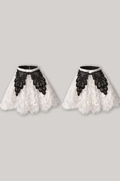 Anne Ruffled Lace Cuffs In Ivory and Black