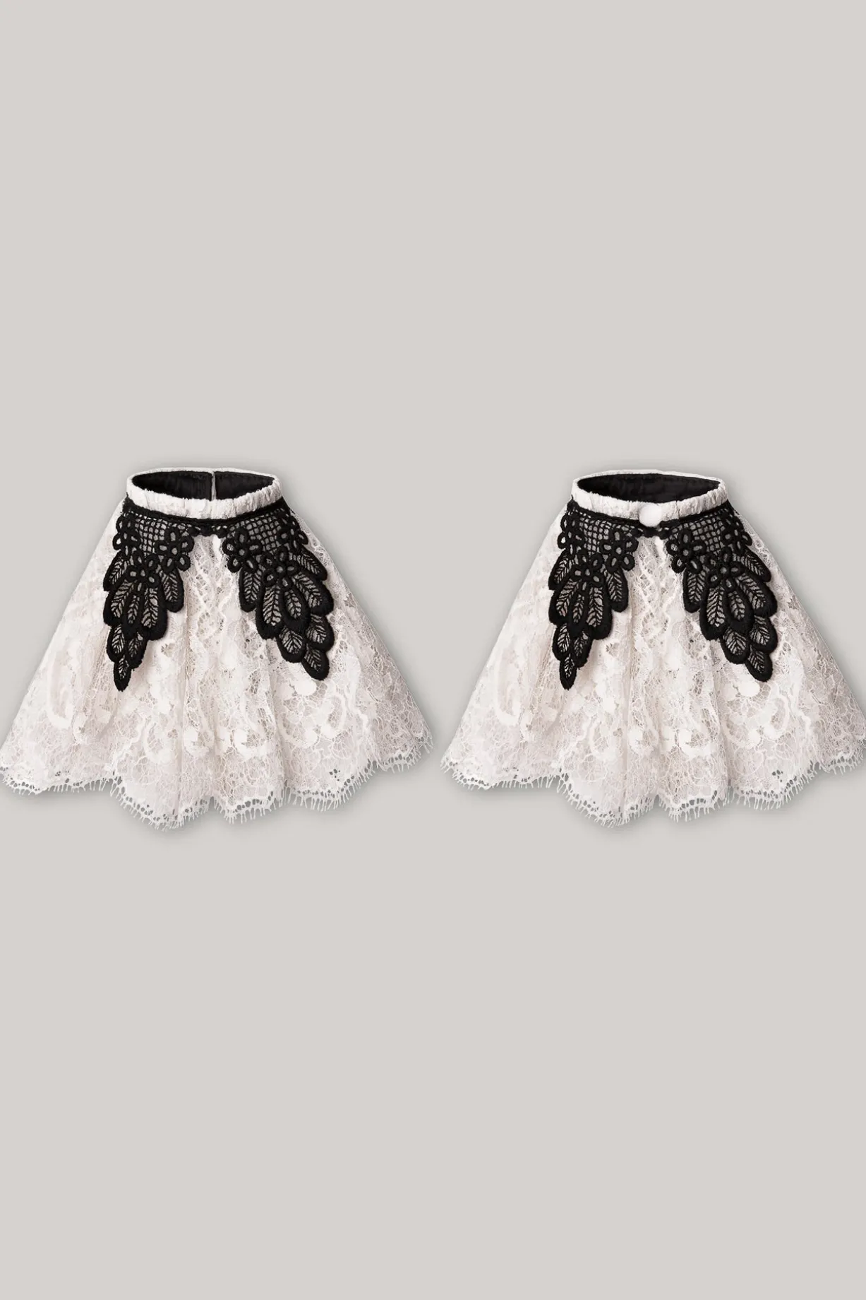 Anne Ruffled Lace Cuffs In Ivory and Black