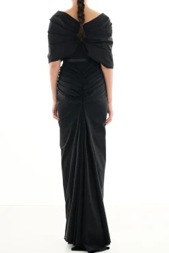 Aqila Taffeta Long Dress In Black