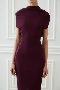 Astrid Open Back Dress In Plum