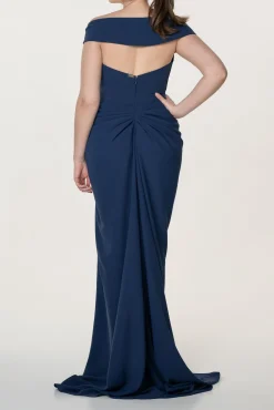 Athena Crepe Dress In Midnight-Blue