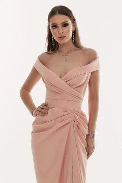 Athena Crepe Long Dress In Blush