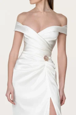 Athena Silk Long Dress In Ivory