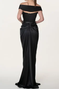 Athena Silk Long Dress In Black