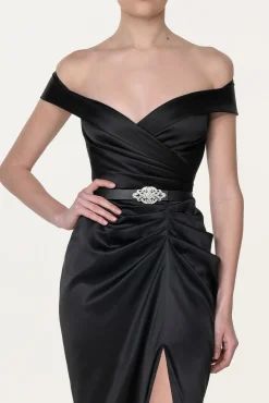 Athena Silk Long Dress In Black