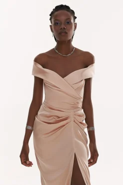 Athena Silk Long Dress In Blush