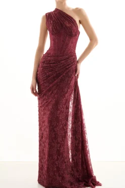 Azra Lace Dress In Burgundy