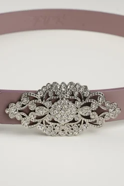Baroque Aubergine Leather Waist Belt With Silver Buckle