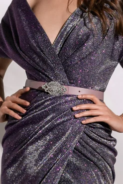 Baroque Aubergine Leather Waist Belt With Silver Buckle