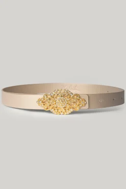 Baroque Gold Leather Waist Belt With Gold Buckle