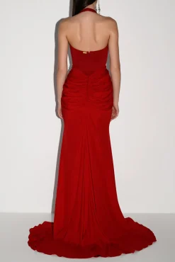 Blanca Long Dress In Carmine