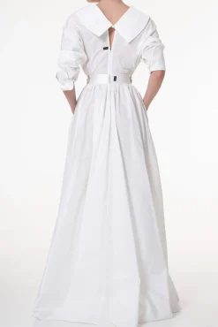 Carrie Taffeta Long Dress In Ivory
