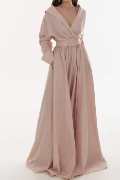 Carrie Taffeta Long Dress In Blush