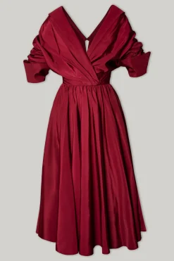 Carrie Taffeta Midi Dress in Pomegranate
