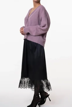 Cassiel Cashmere and Silk-blend Cardigan In Lilla