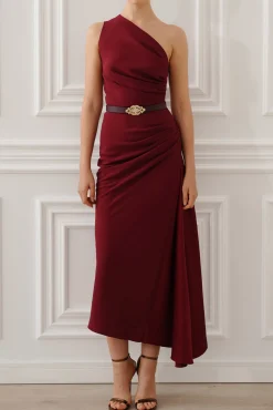 Charlotte Midi Dress In Ruby Red