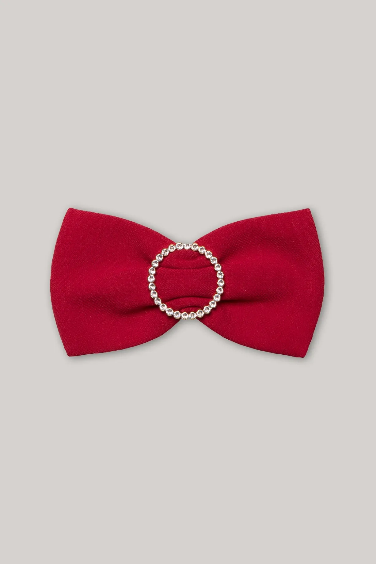 Crystals Red Crepe Bow Brooch