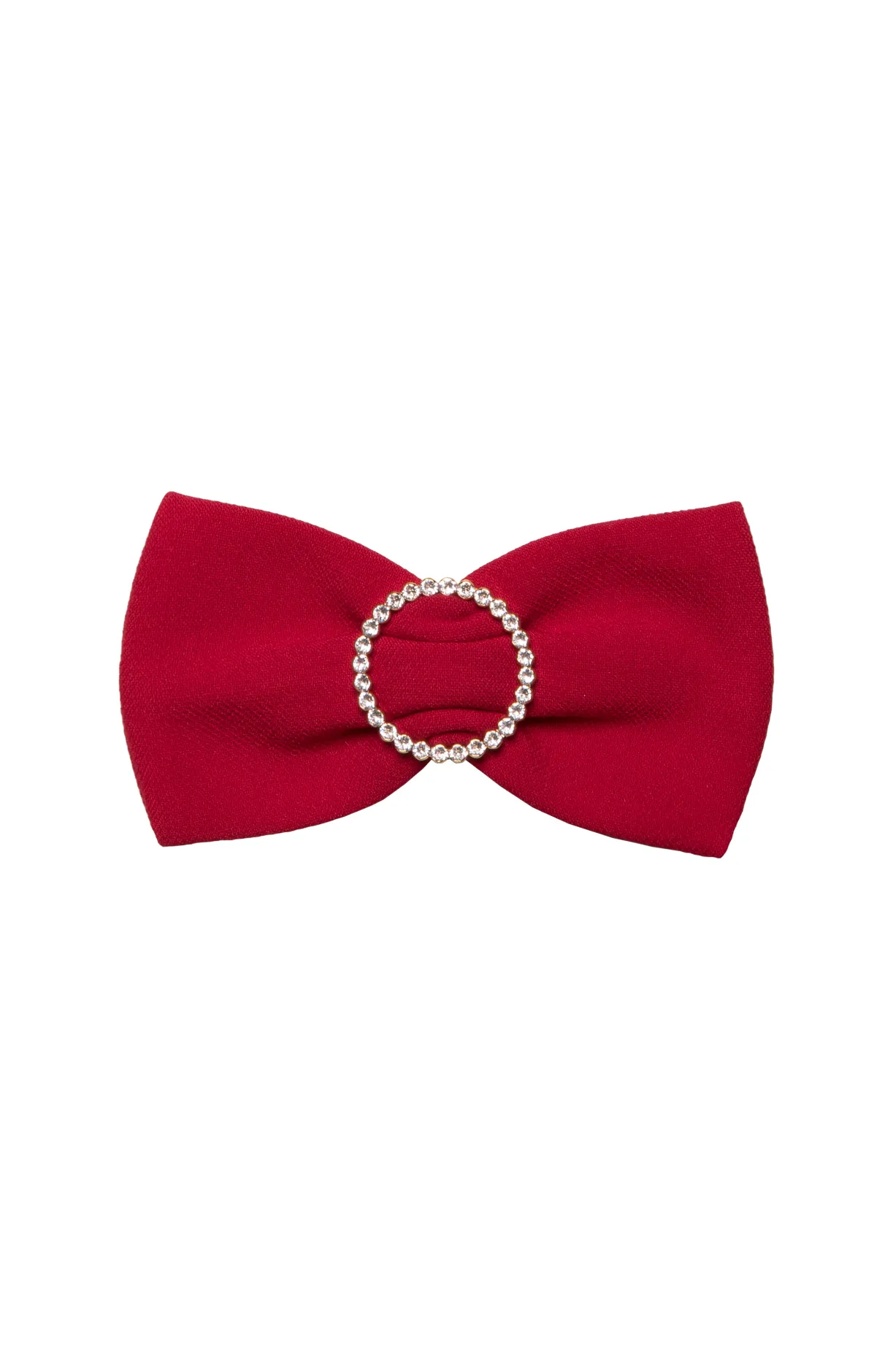 Crystals Red Crepe Bow Brooch