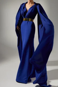 Dalal Cape-Dress In Royal-Blue