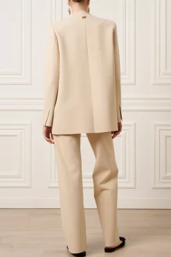 Dona Jersey Double-Breasted Jacket In Beige