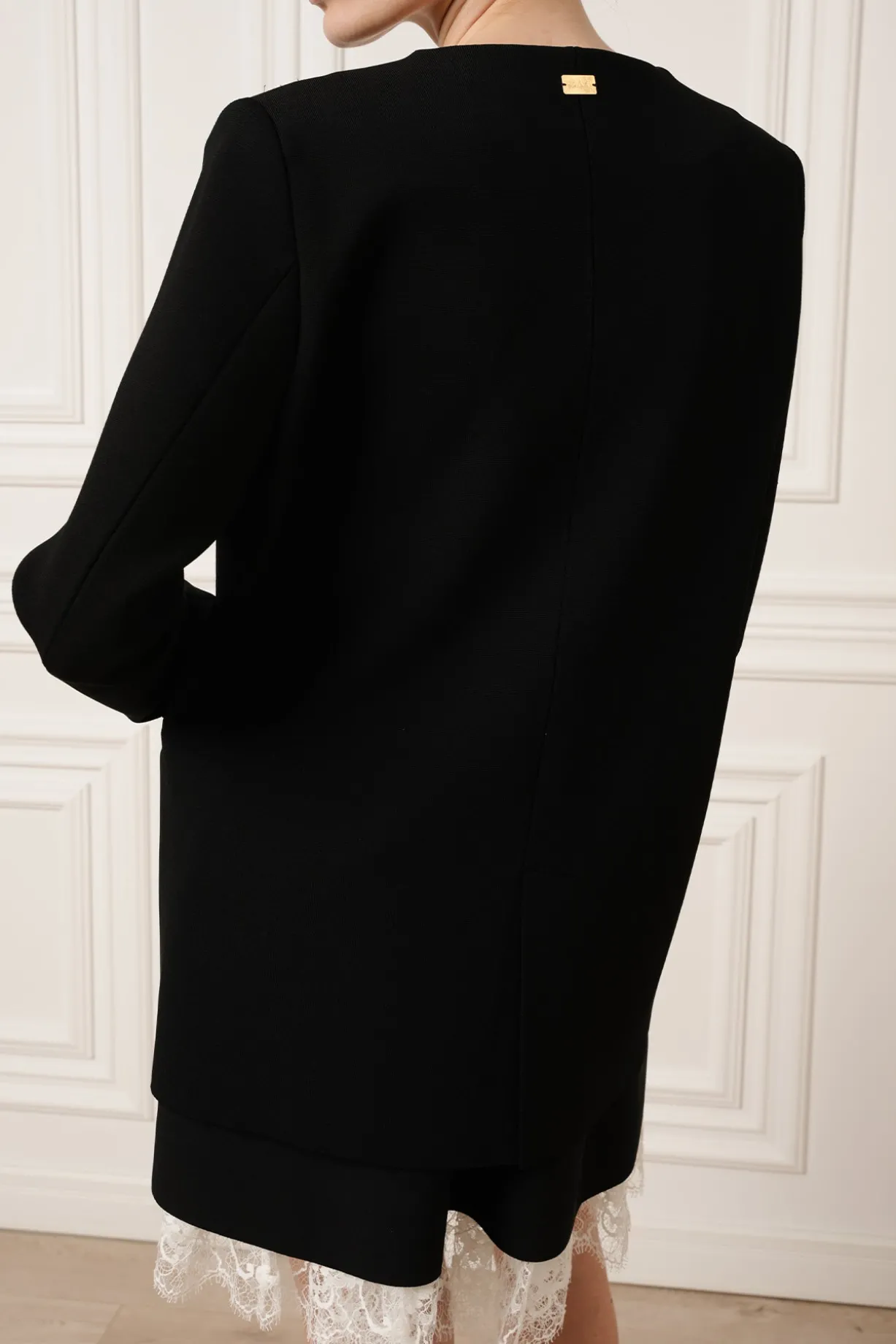 Dona Jersey Double-Breasted Jacket In Black