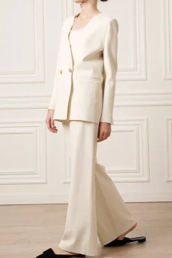 Dona Jersey Double-Breasted Jacket In Off-White