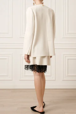 Dona Jersey Double-Breasted Jacket In Off-White