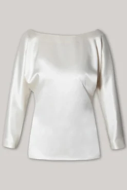 Elegant Satin Blouse In Ivory