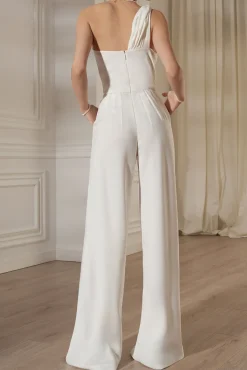 Elena Crepe Jumpsuit In Off-White