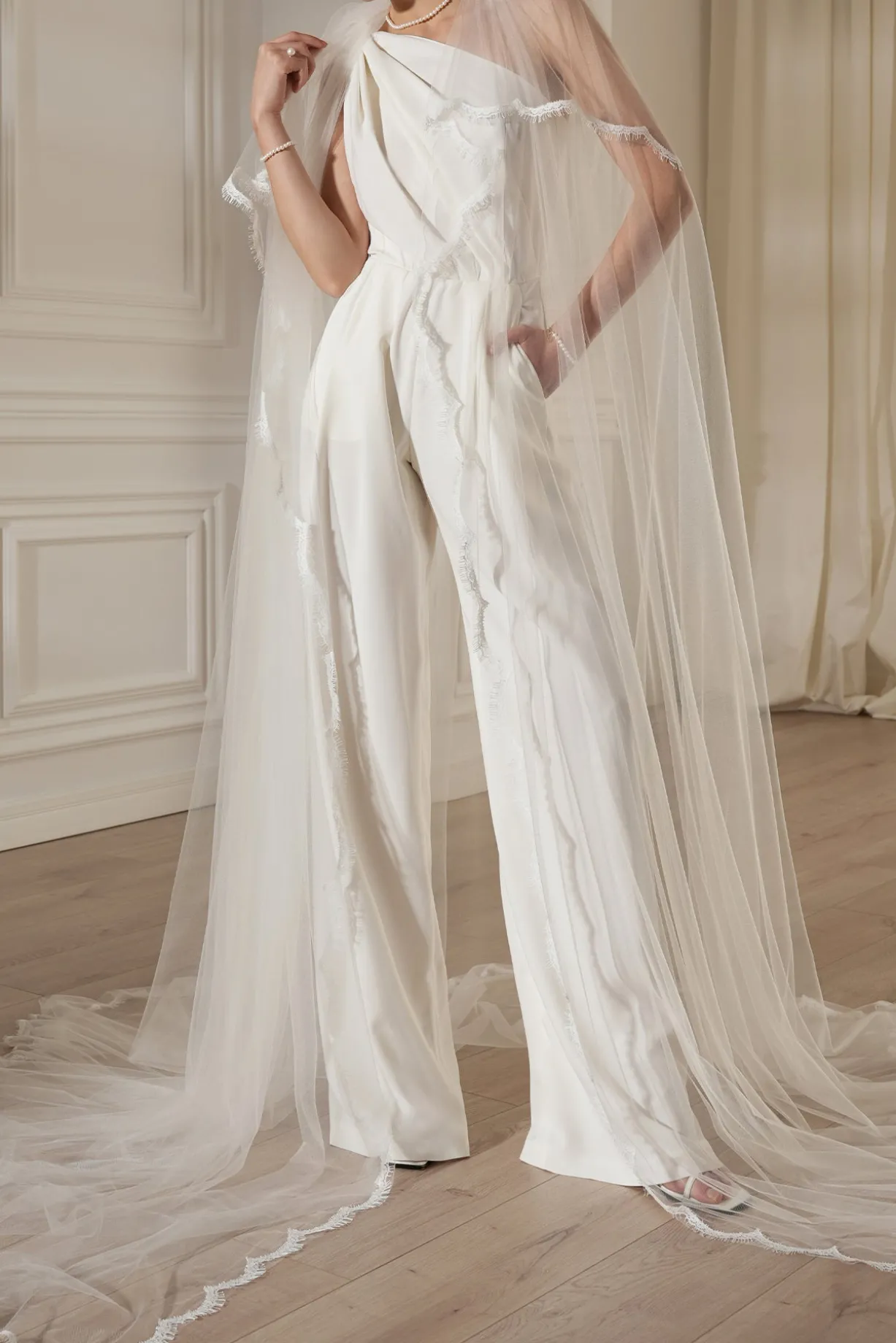 Elena Crepe Jumpsuit In Off-White
