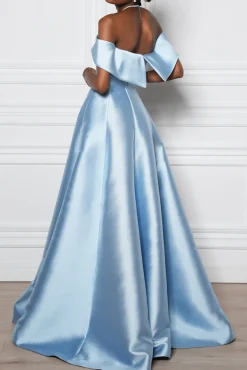 Ellie Mikado Gown In Artic-Blue