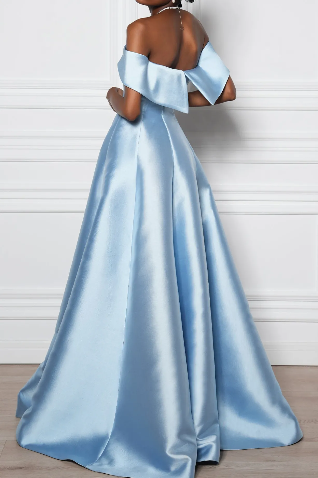 Ellie Mikado Gown In Artic-Blue