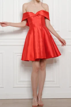 Ellie Mikado Short Dress In Hot-Red