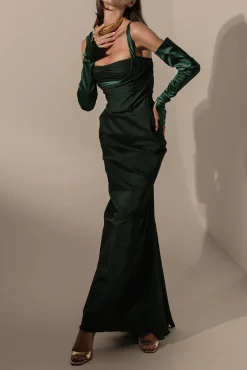 Farah Dress In Forest-Green