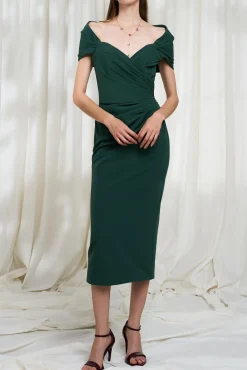 Gaia Midi Dress In Pine-Green