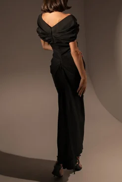 Hedy Midi Crepe Dress In Black