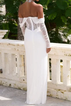 Ines Stretch Lace Dress In Off-White