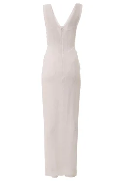 Ines Stretch Lace Dress In Off-White