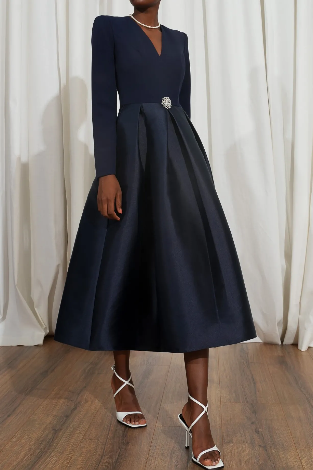 Ivy Midi Dress In Midnight-Blue