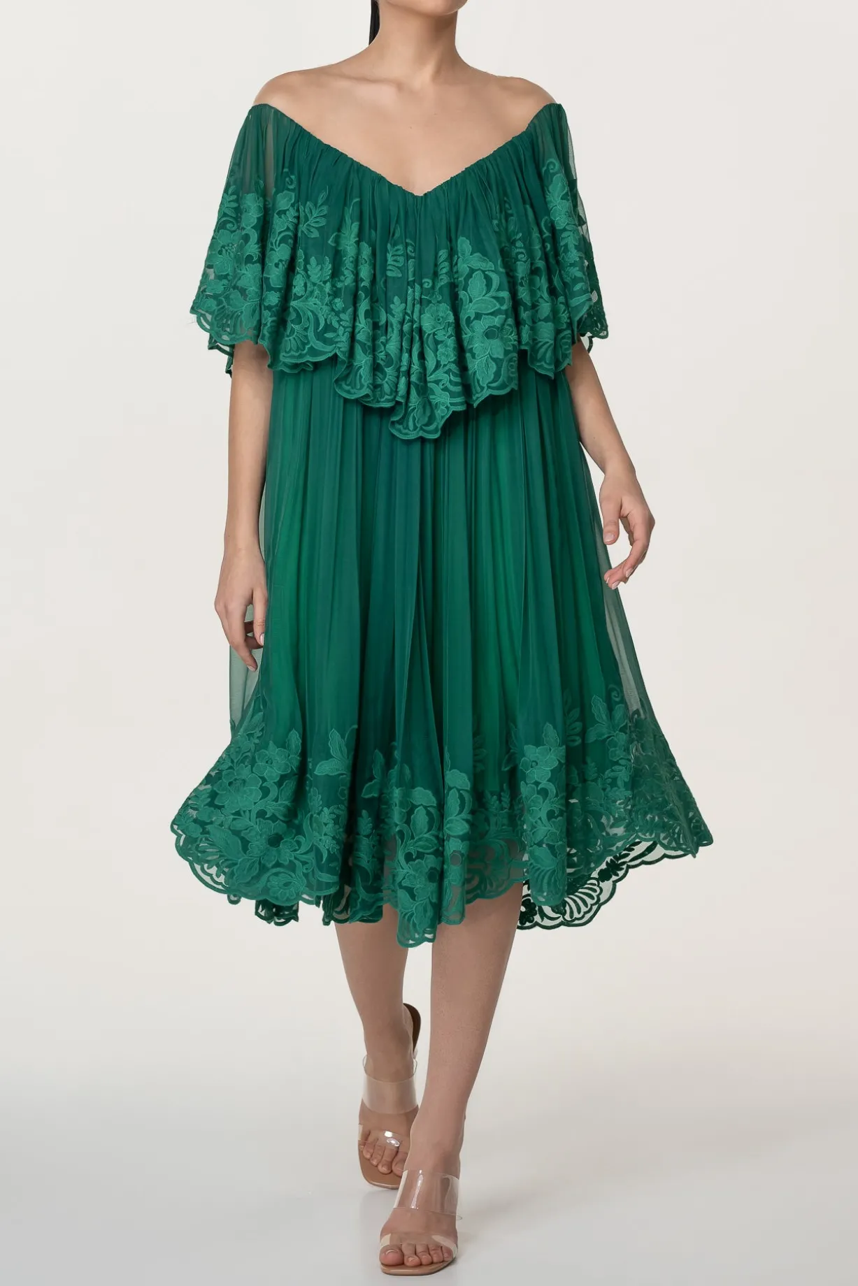 Jade Emerald Boho Midi Dress
